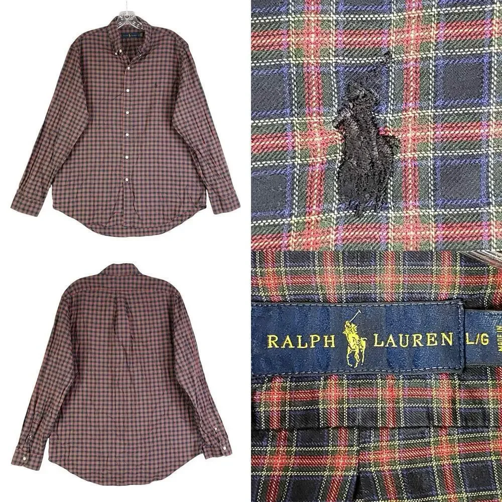 Polo Ralph Lauren Oxford Men’s Size Large Black Red Plaid LS Button Down Shirt